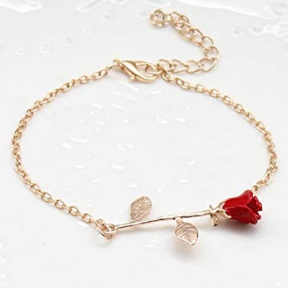 Jewelry - Red Rose Flower Pendant Bracelet